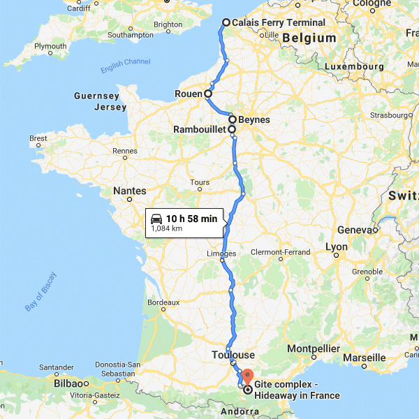 Full directions from Calais