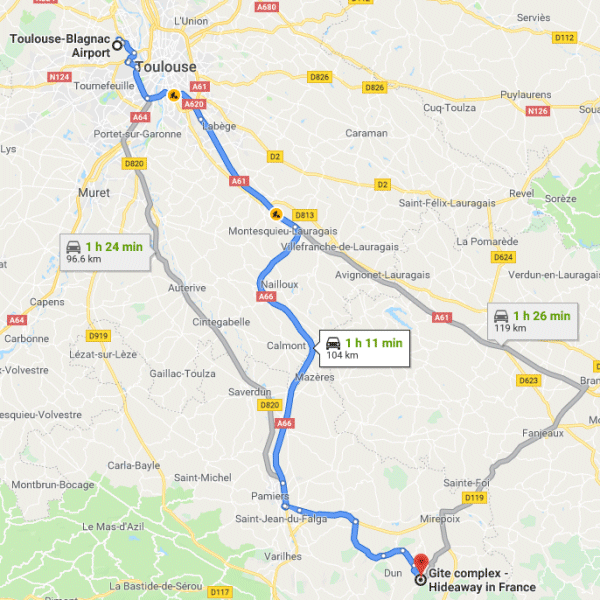 Directions from Toulouse airport